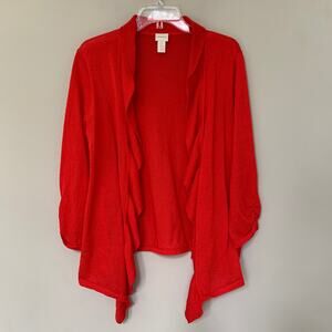 Chico's cardigan sweater waterfall sides ruched sleeves lightweight size Large